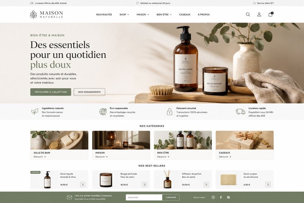 Boutique en ligne Maison Naturelle après refonte